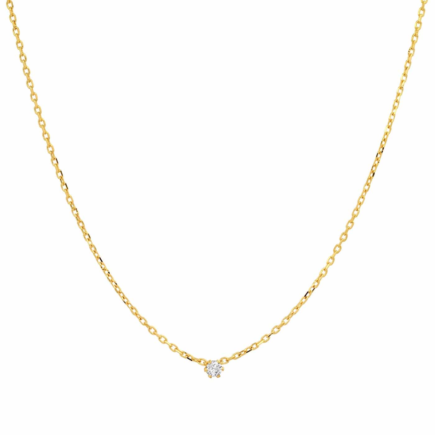 TAI JEWELRY Necklace Gold Vermeil Chain With Single CZ Accent