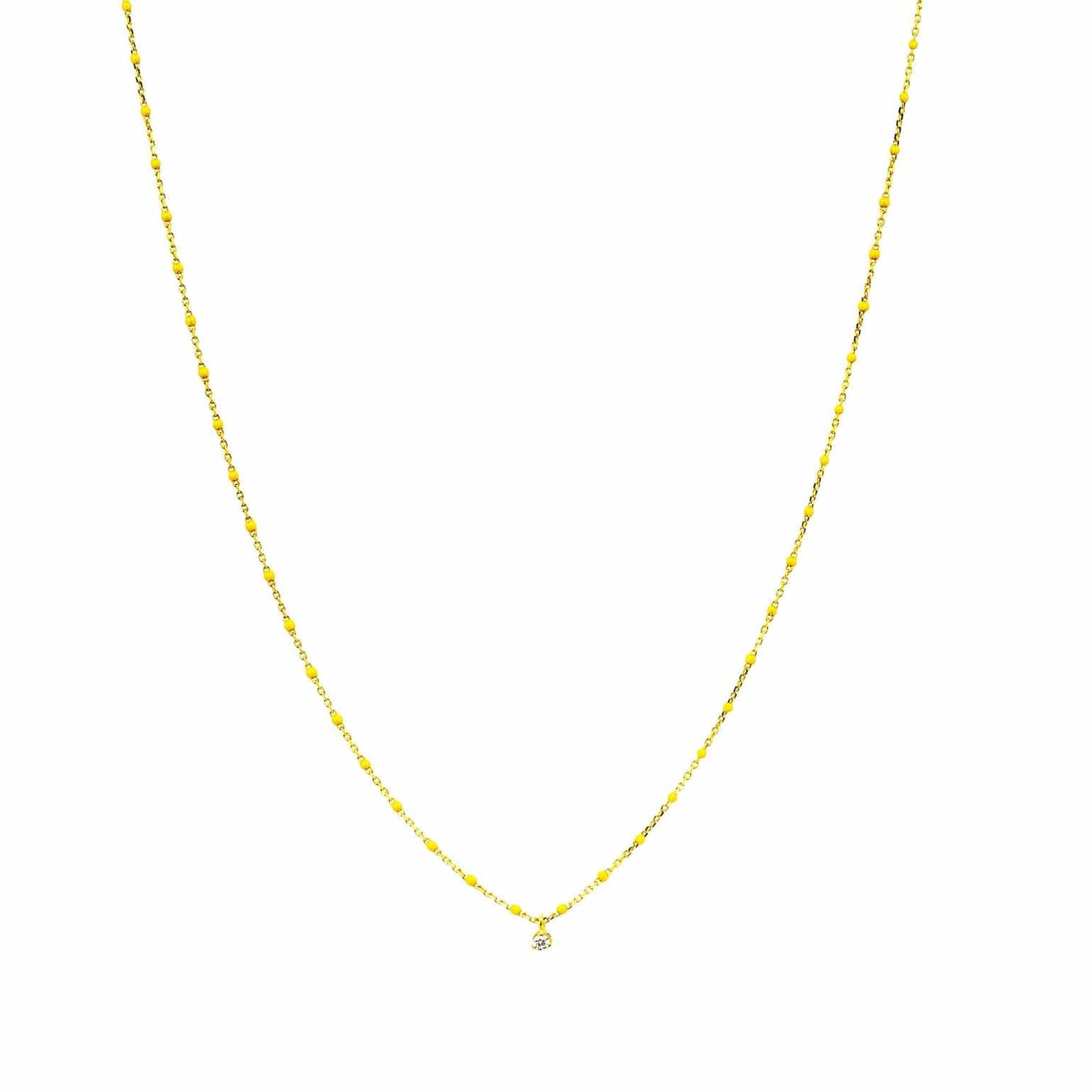 TAI JEWELRY | Gold Vermeil Enamel Necklace with Yellow CZ Charms | Necklace |