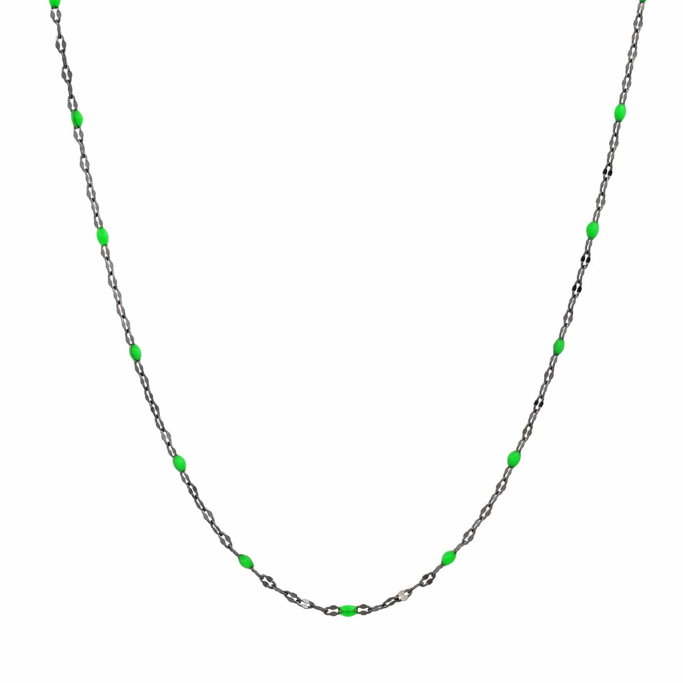TAI JEWELRY Necklace Black/Neon Green Gold Vermeil Sparkle Chain with Enamel Stations