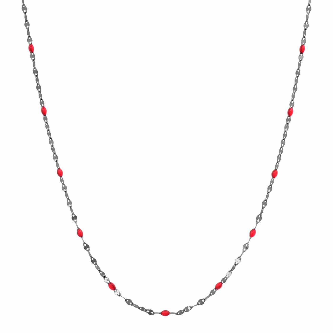TAI JEWELRY Necklace Black/Red Gold Vermeil Sparkle Chain with Enamel Stations
