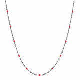 TAI JEWELRY Necklace Black/Red Gold Vermeil Sparkle Chain with Enamel Stations
