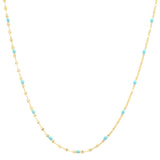 TAI JEWELRY Necklace Gold/Light Blue Gold Vermeil Sparkle Chain with Enamel Stations