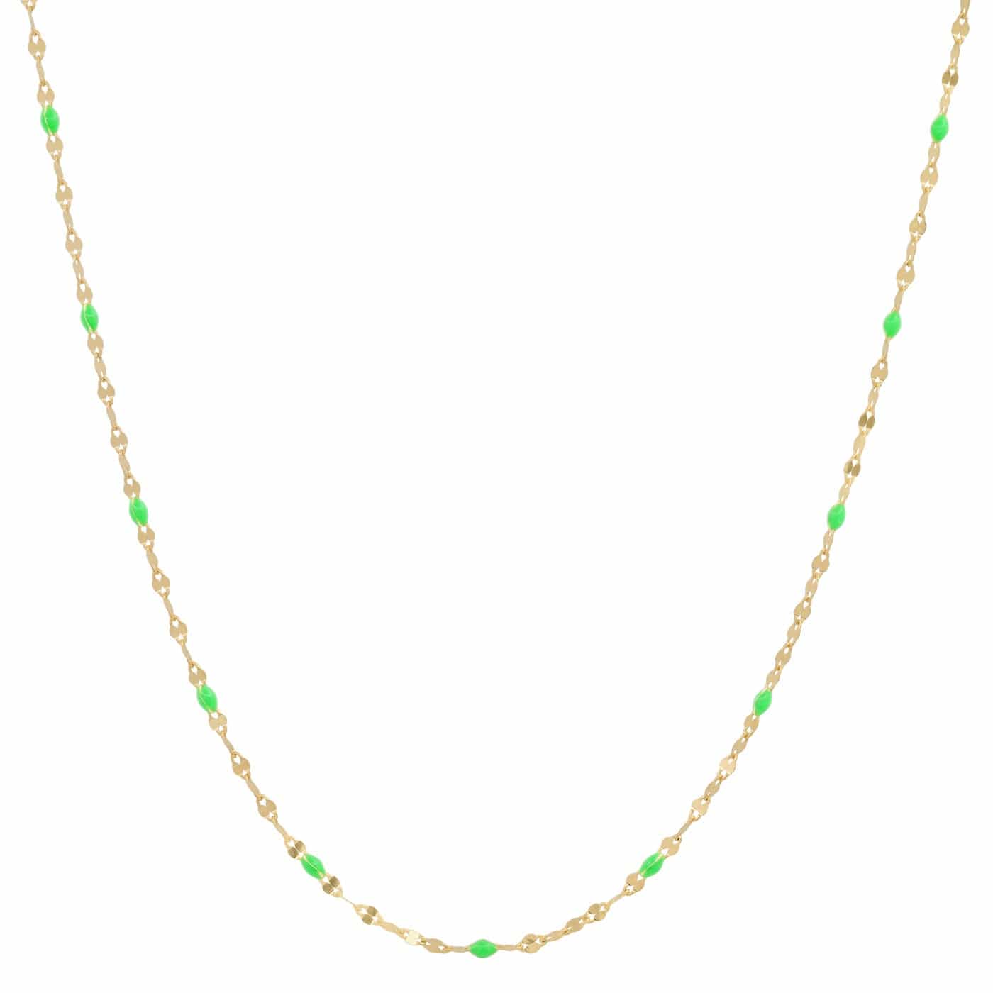 TAI JEWELRY Necklace Gold/Neon Green Gold Vermeil Sparkle Chain with Enamel Stations