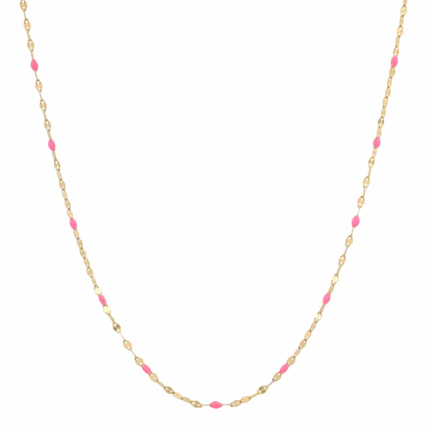 TAI JEWELRY Necklace Gold/Neon Pink Gold Vermeil Sparkle Chain with Enamel Stations