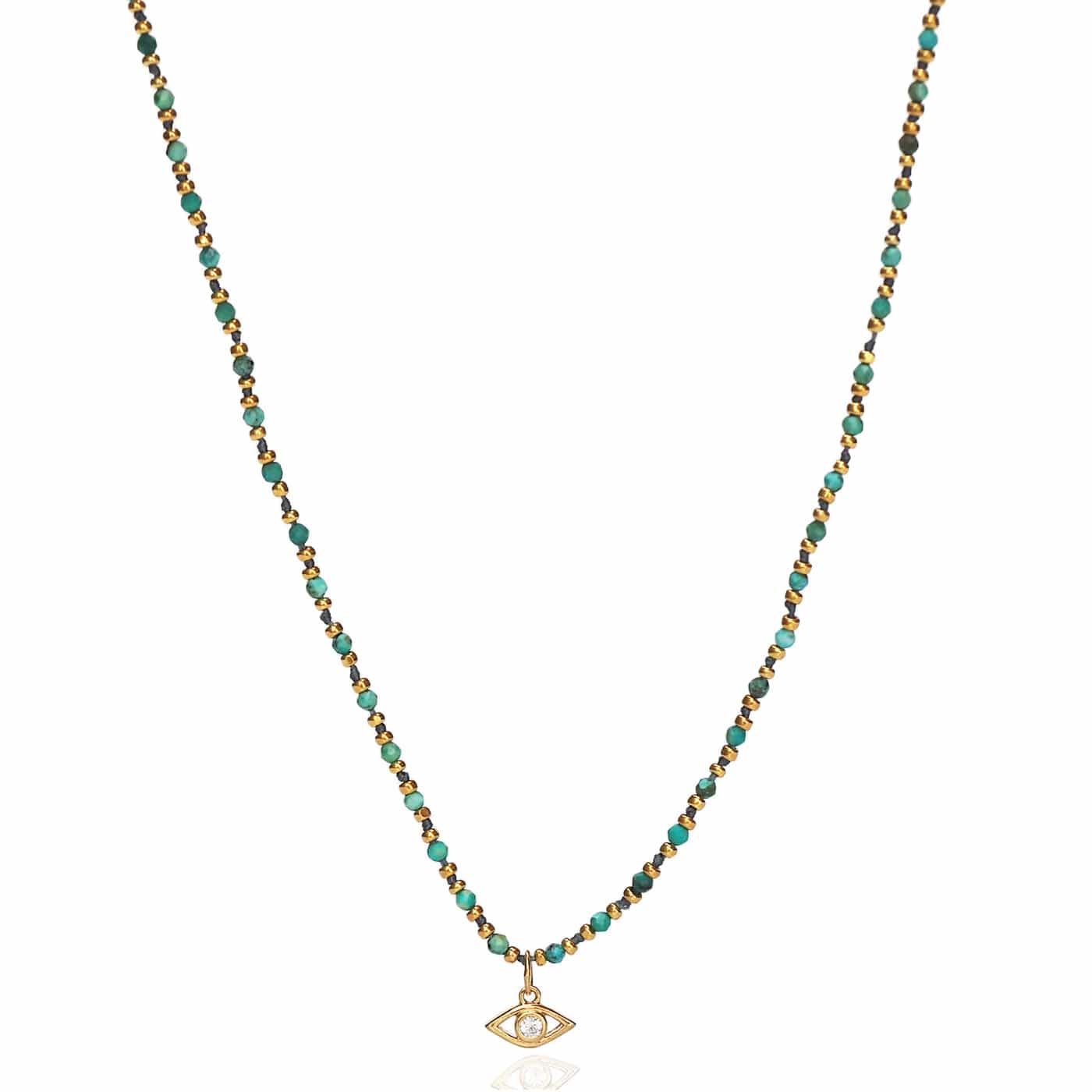 TAI JEWELRY Necklace Turquoise Handmade Beaded Necklace With Dangle Accent