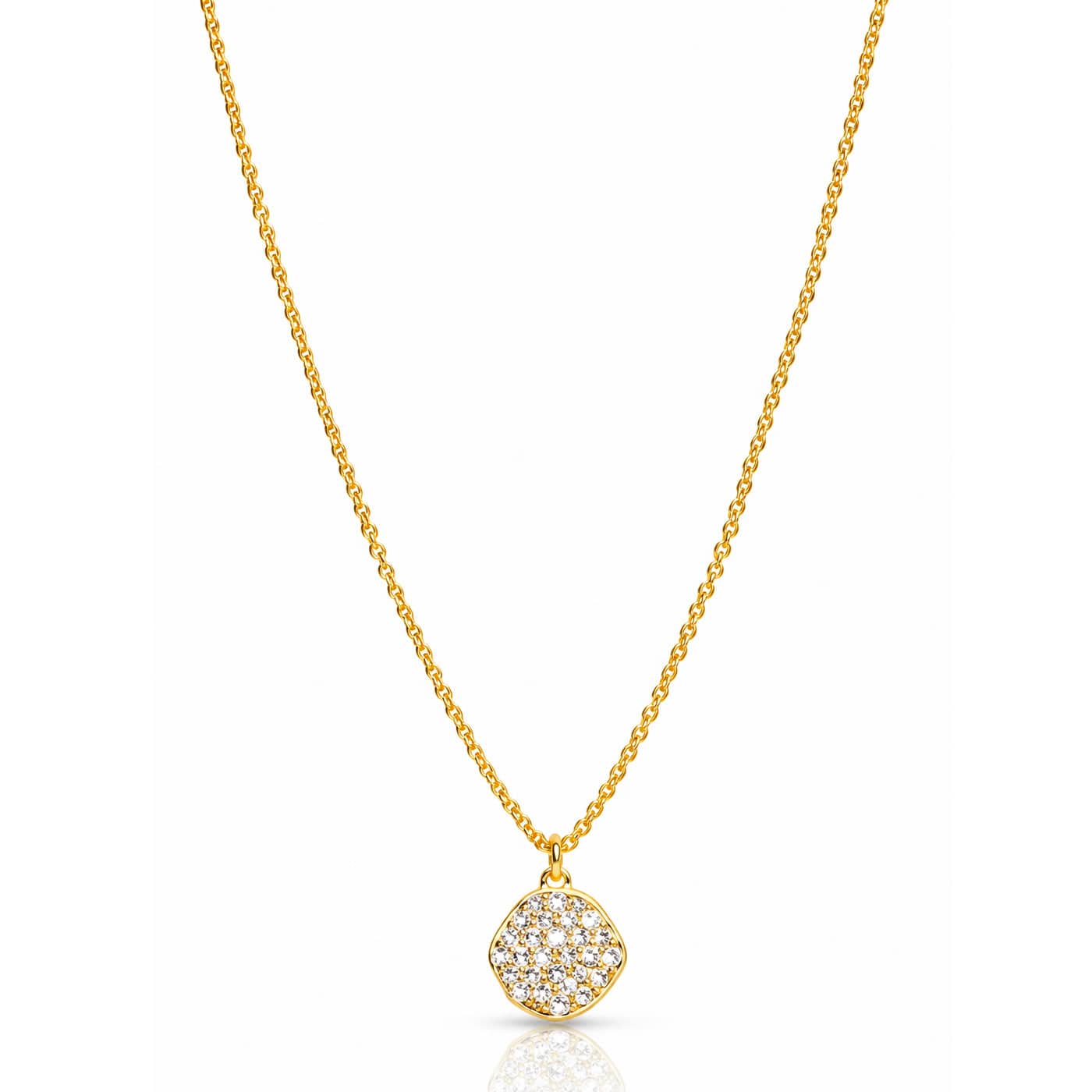 TAI JEWELRY Necklace Gold Handmade CZ Disc Pendant Necklace