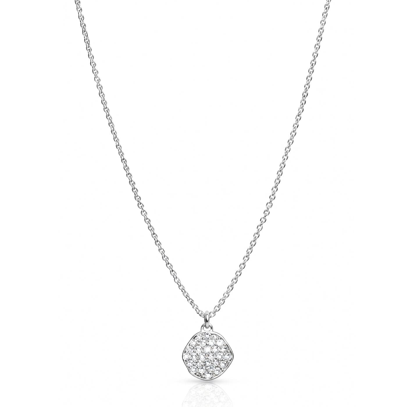 TAI JEWELRY Necklace Silver Handmade CZ Disc Pendant Necklace