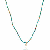 TAI JEWELRY Necklace Handmade Turquoise Beaded Necklace With Evil Eye Dangle