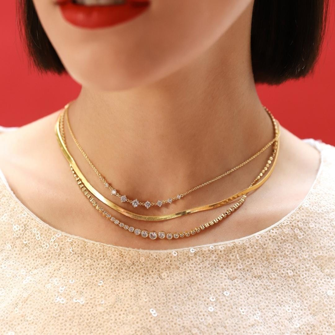 TAI JEWELRY Necklace Herringbone Chain Necklace