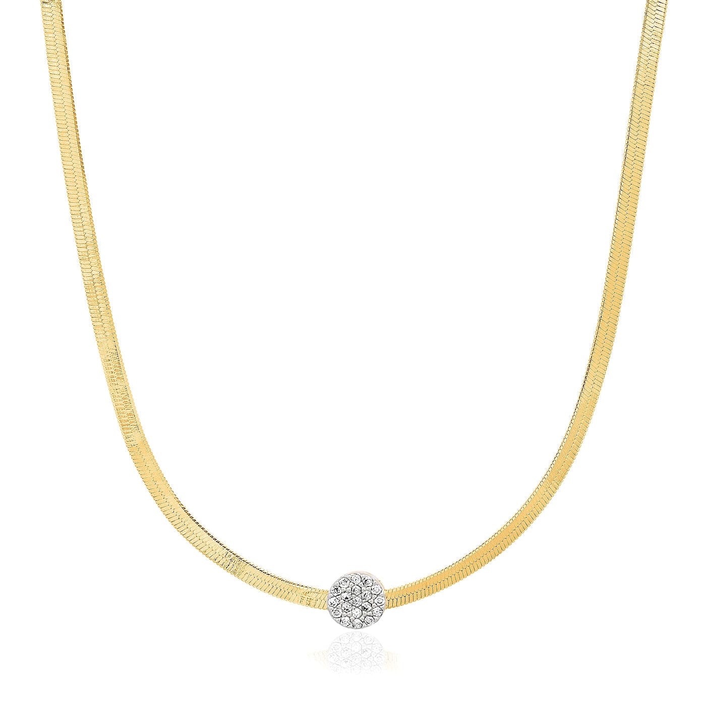 TAI JEWELRY | Herringbone Chain with Pave' Dot Necklace | Necklace |