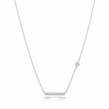 TAI JEWELRY Necklace Silver CZ Horizontal Bar Necklace with Stone Accents
