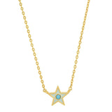 TAI JEWELRY Necklace Light Blue Enamel Star Pendant Necklace