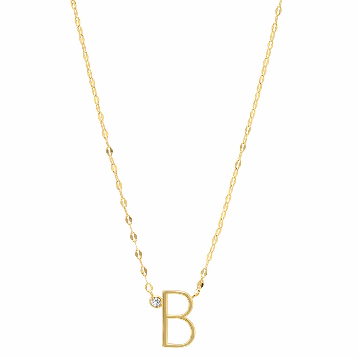 TAI JEWELRY Necklace B Medium Sized Initial Necklace With Cz Accent