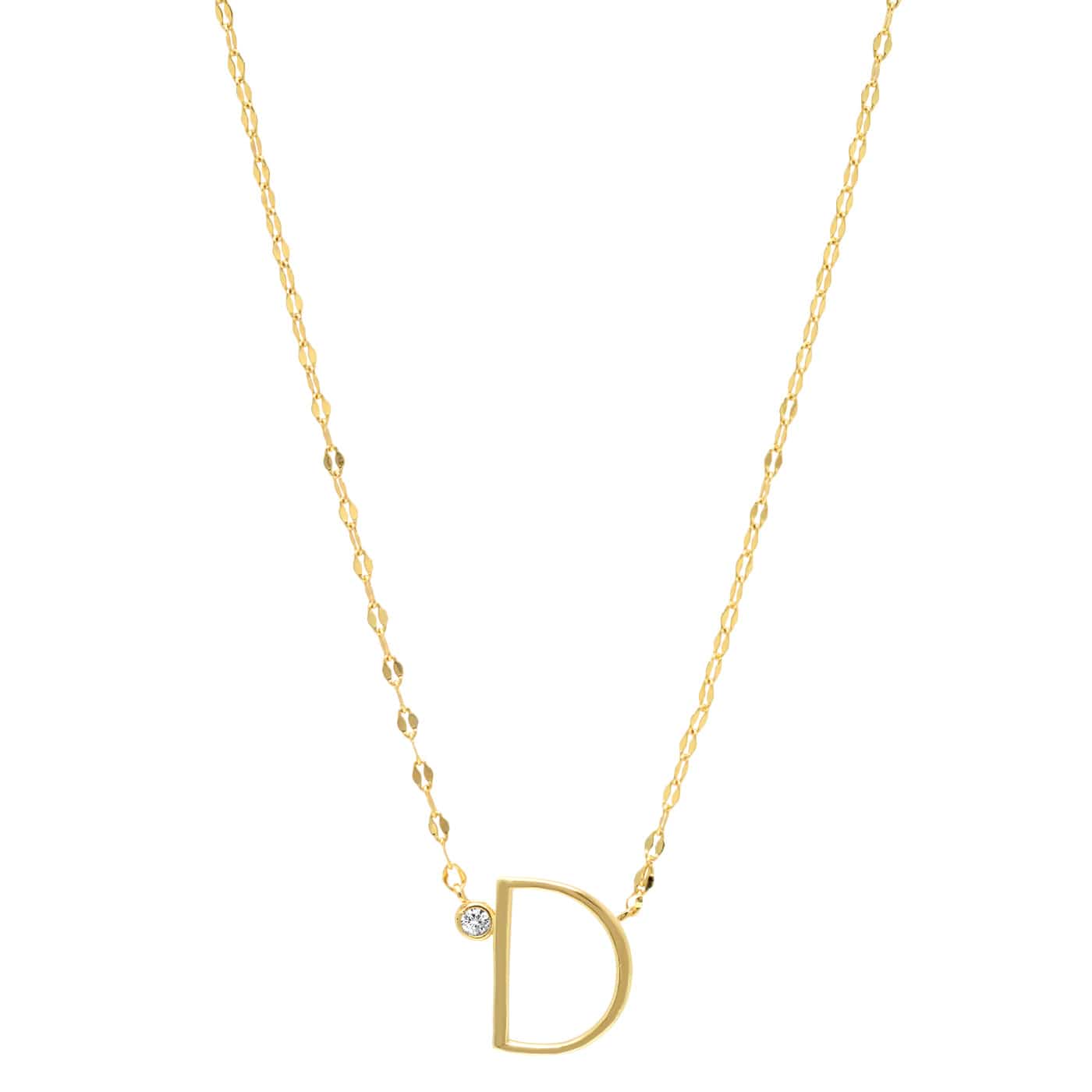 TAI JEWELRY Necklace D Medium Sized Initial Necklace With Cz Accent