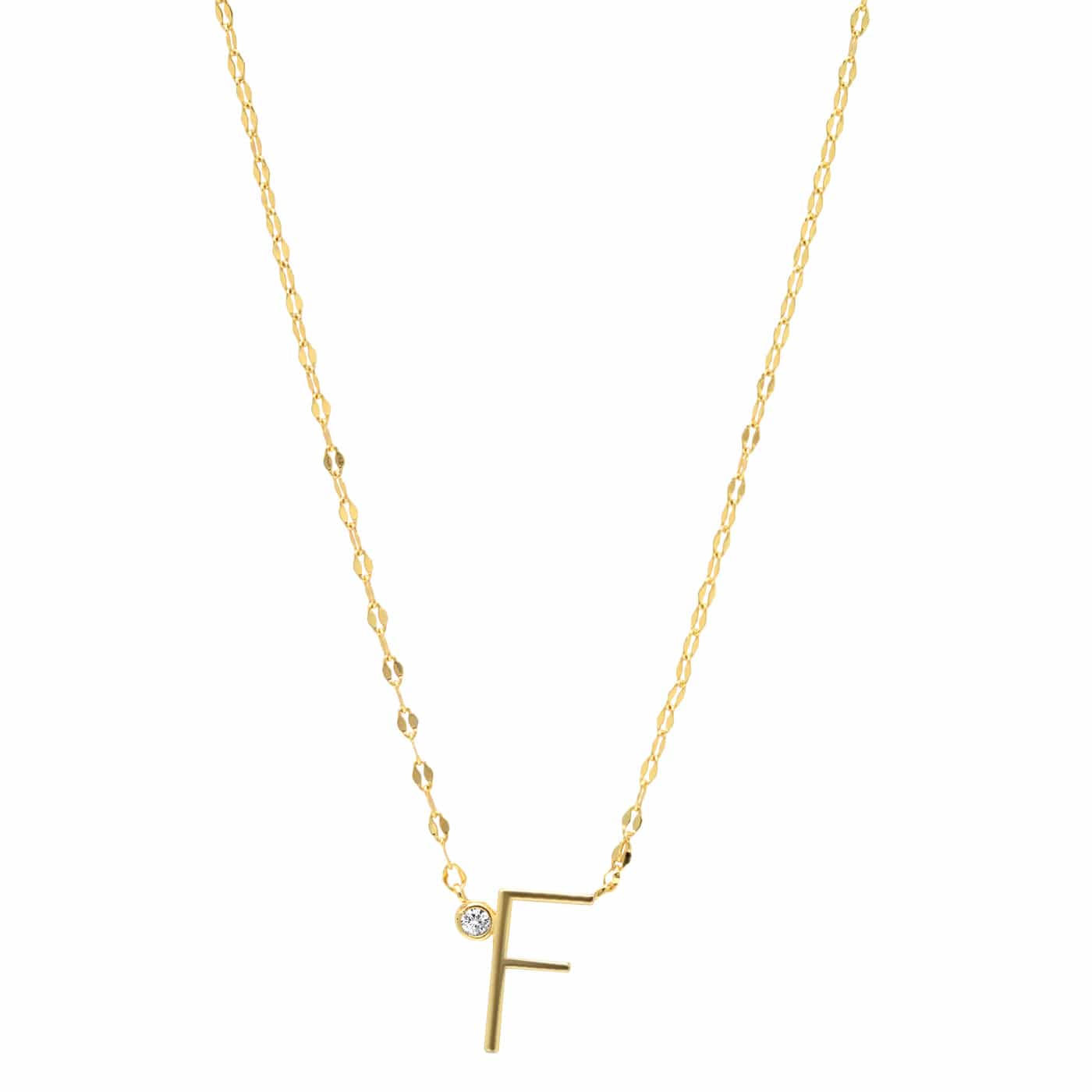 TAI JEWELRY Necklace F Medium Sized Initial Necklace With Cz Accent