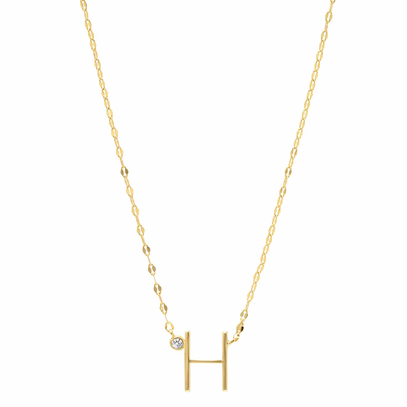 TAI JEWELRY Necklace H Medium Sized Initial Necklace With Cz Accent