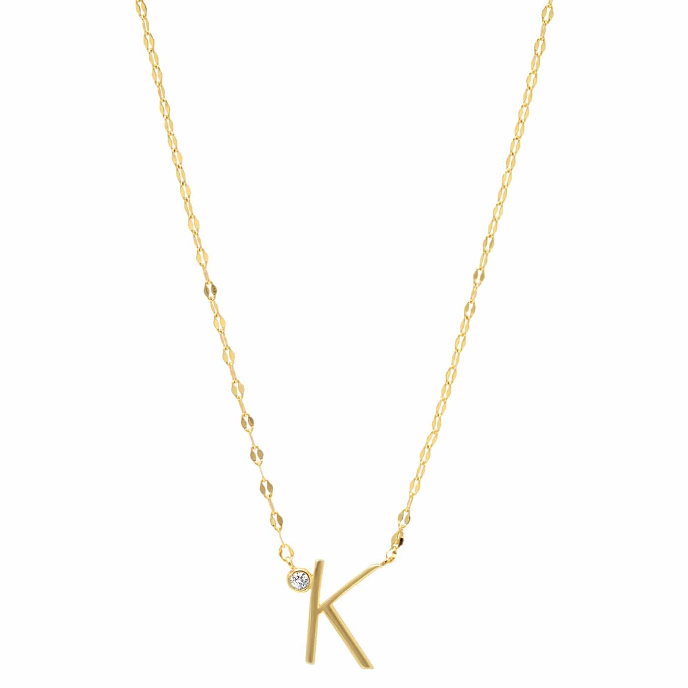 TAI JEWELRY Necklace K Medium Sized Initial Necklace With Cz Accent