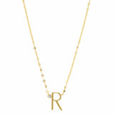 TAI JEWELRY Necklace R Medium Sized Initial Necklace With Cz Accent