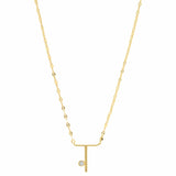 TAI JEWELRY Necklace T Medium Sized Initial Necklace With Cz Accent