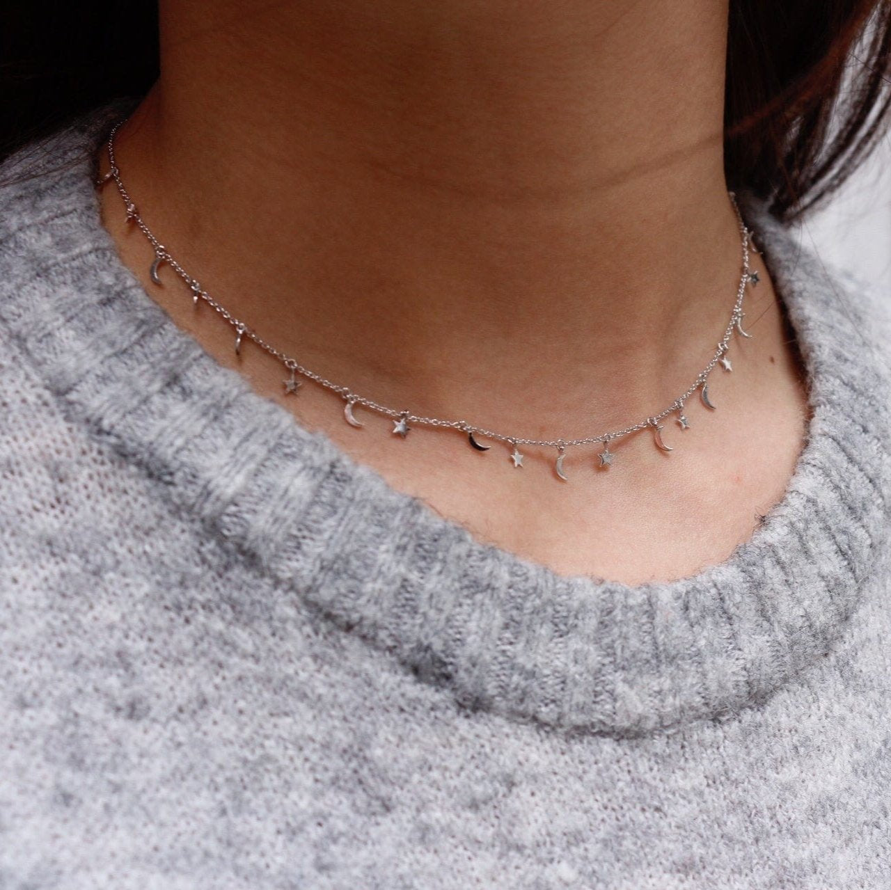 TAI JEWELRY Necklace Moon And Star Charm Necklace