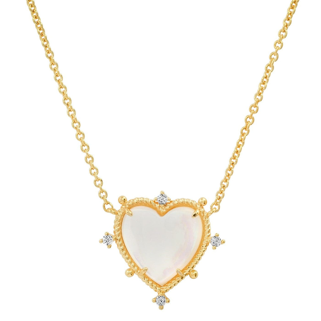 [Julie Vos] Heart Delicate Charm Necklace-Mother of Pearl main image 0
