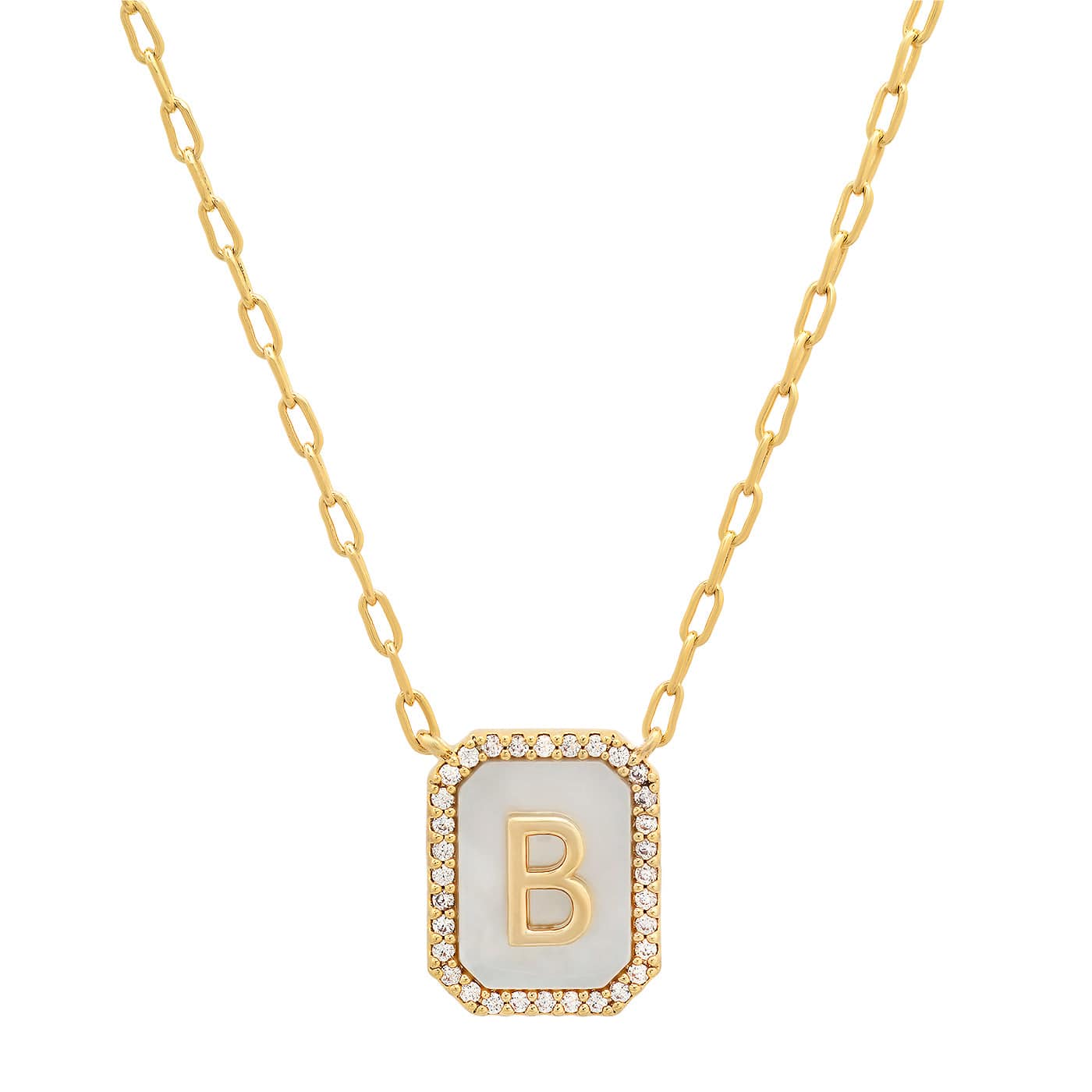 TAI JEWELRY Necklace B Mother Of Pearl Monogram Necklace
