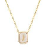 TAI JEWELRY Necklace J Mother Of Pearl Monogram Necklace
