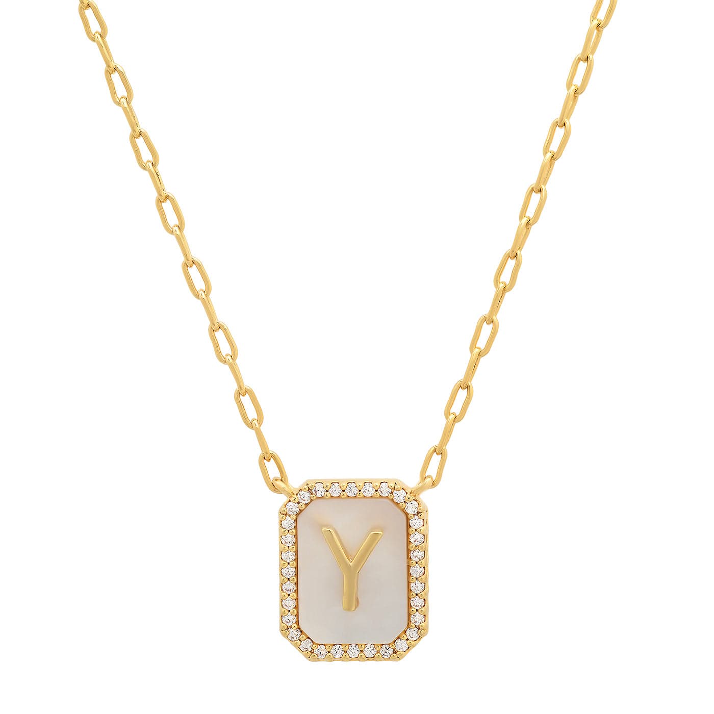 TAI JEWELRY Necklace Y Mother Of Pearl Monogram Necklace