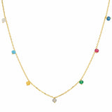 TAI JEWELRY Necklace Multi-Colored CZ Station Necklace