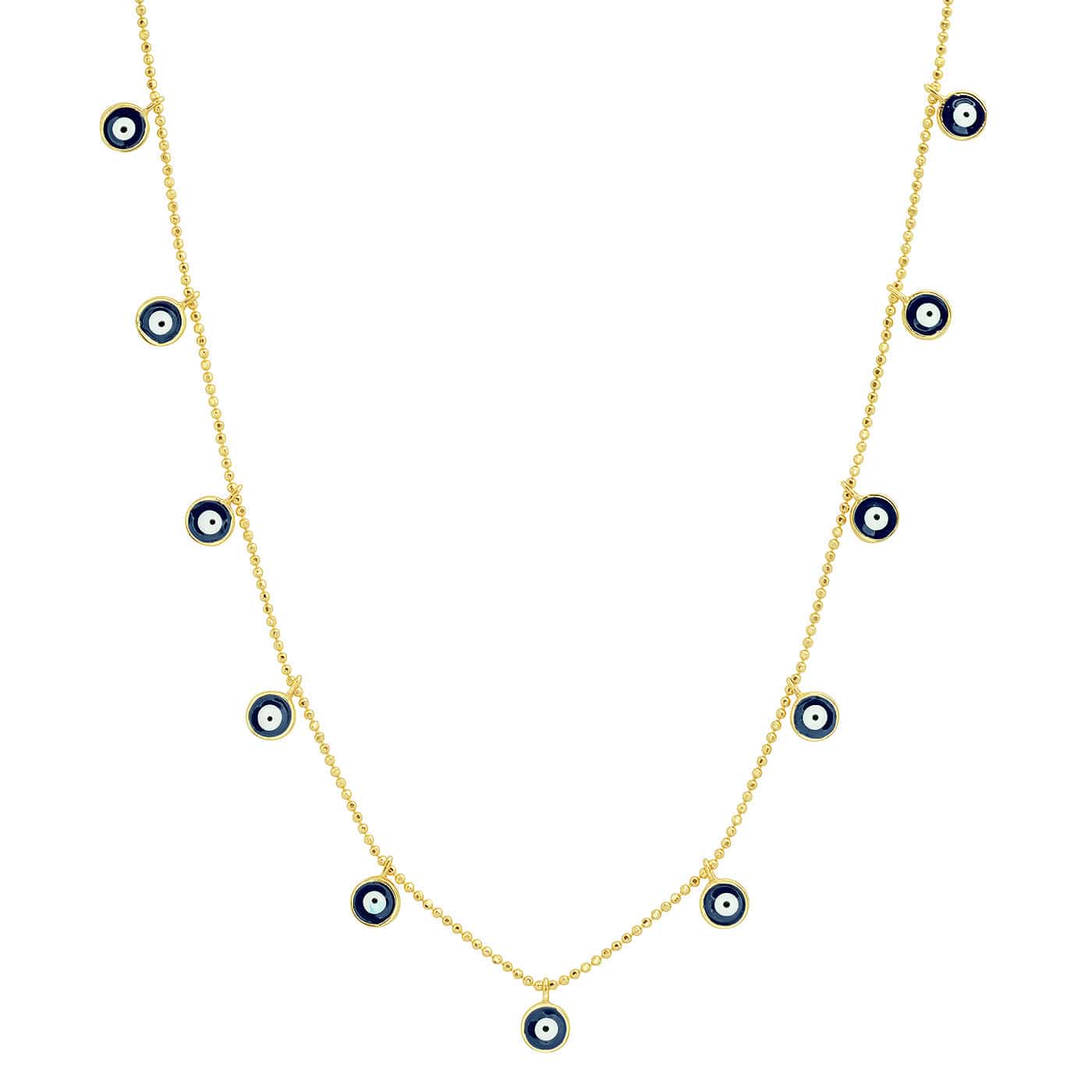 TAI JEWELRY Necklace Gold Necklace With Evil Eye Dangles