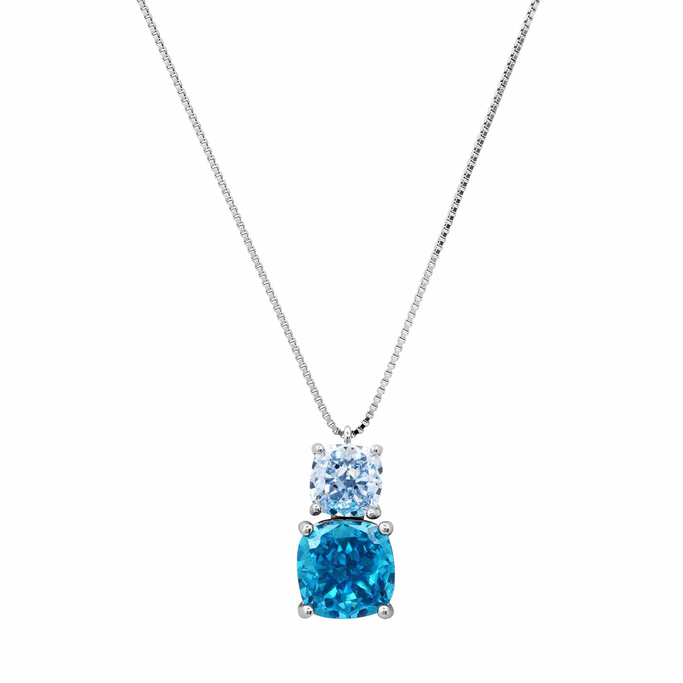 TAI JEWELRY Necklace Ombre Blue Double Solitaire Pendant Necklace