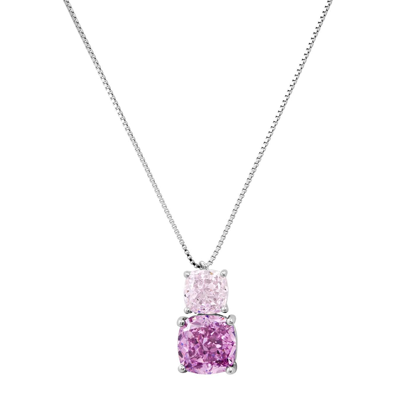 TAI JEWELRY Necklace Ombre Pink Double Solitaire Pendant Necklace