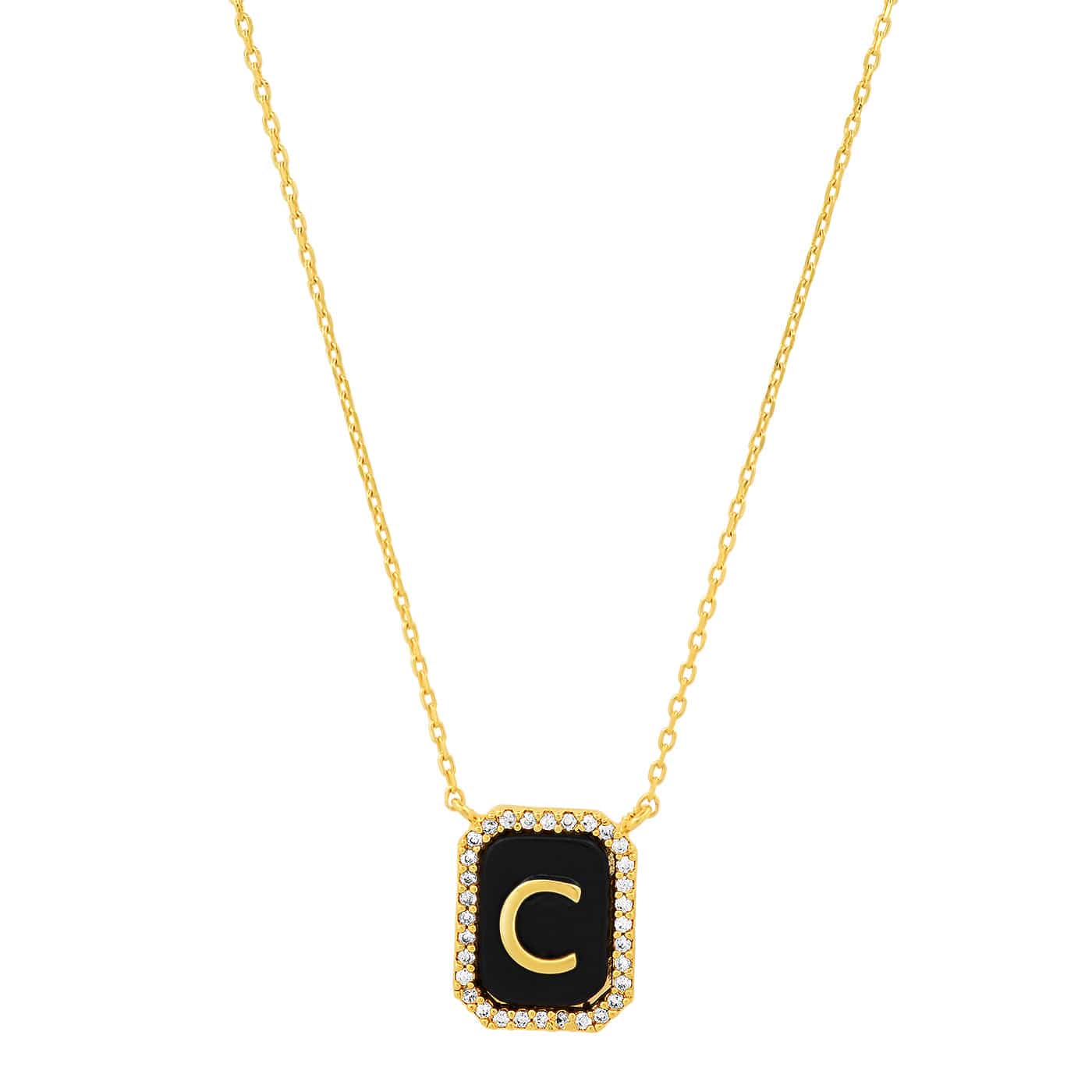 TAI JEWELRY Necklace C Onyx Monogram Pendant Necklace