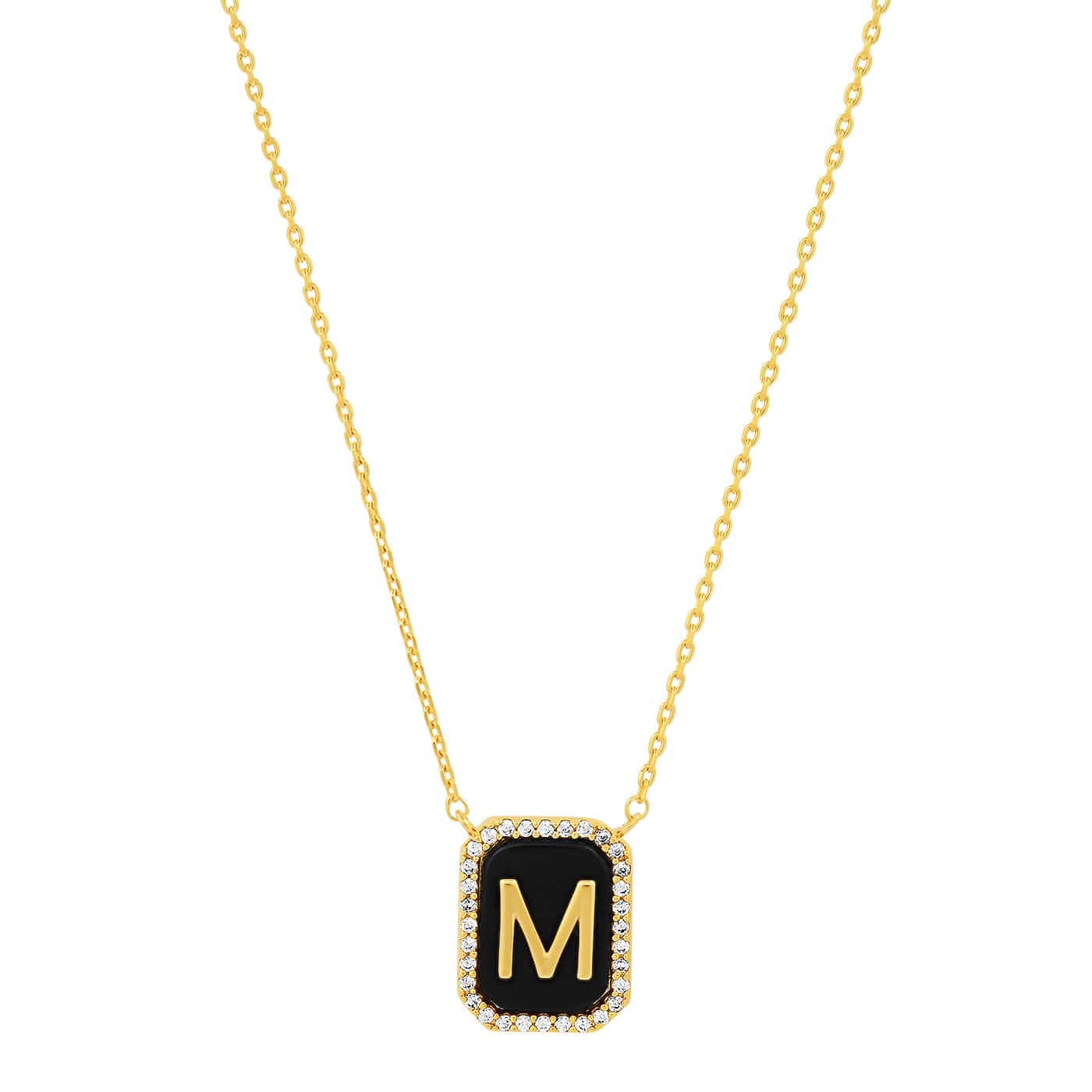 TAI JEWELRY Necklace M Onyx Monogram Pendant Necklace