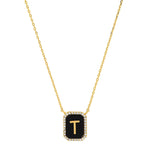 TAI JEWELRY Necklace T Onyx Monogram Pendant Necklace