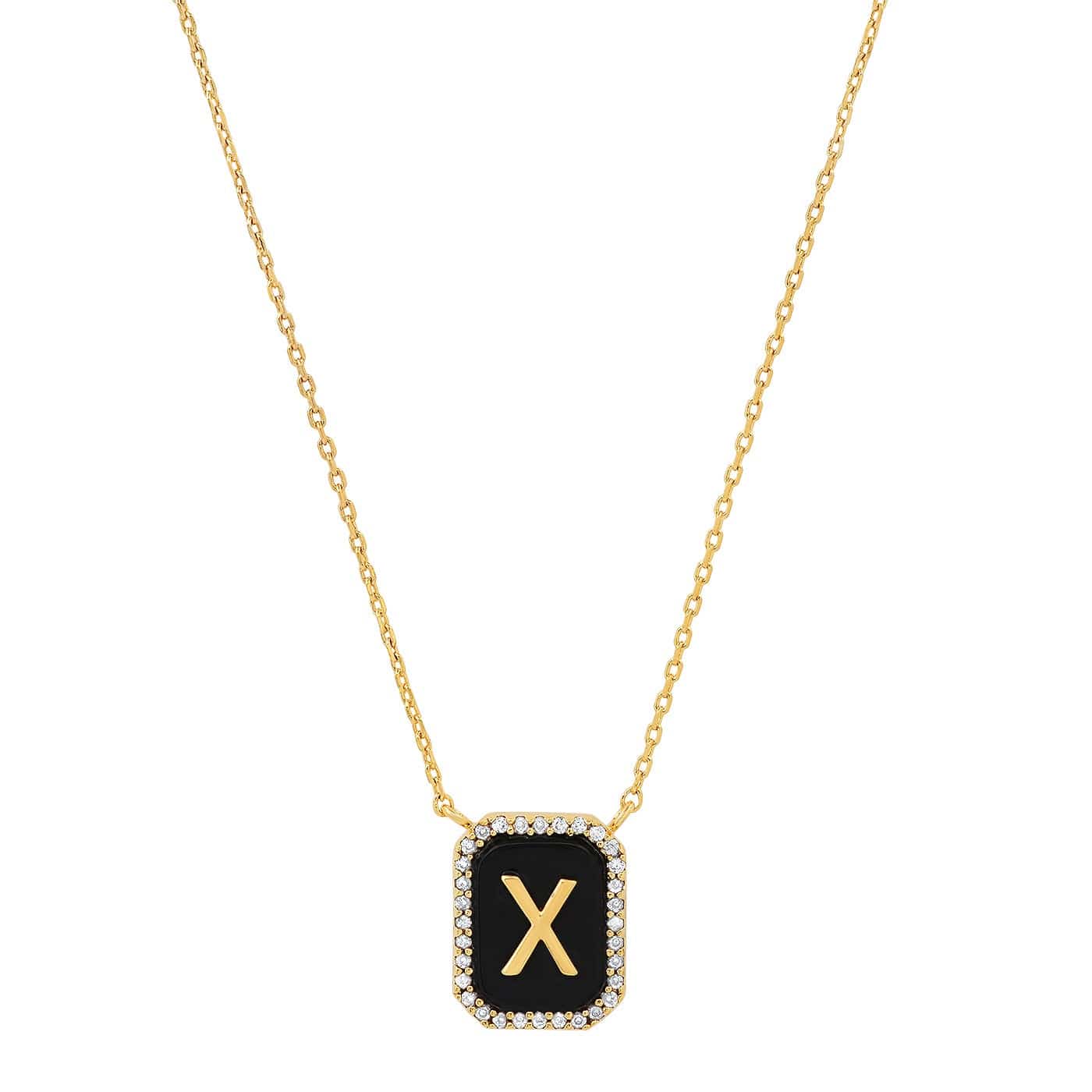 TAI JEWELRY Necklace X Onyx Monogram Pendant Necklace