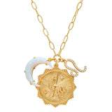 TAI JEWELRY Necklace Leo Opal Crescent Zodiac Charm Pendant Necklace