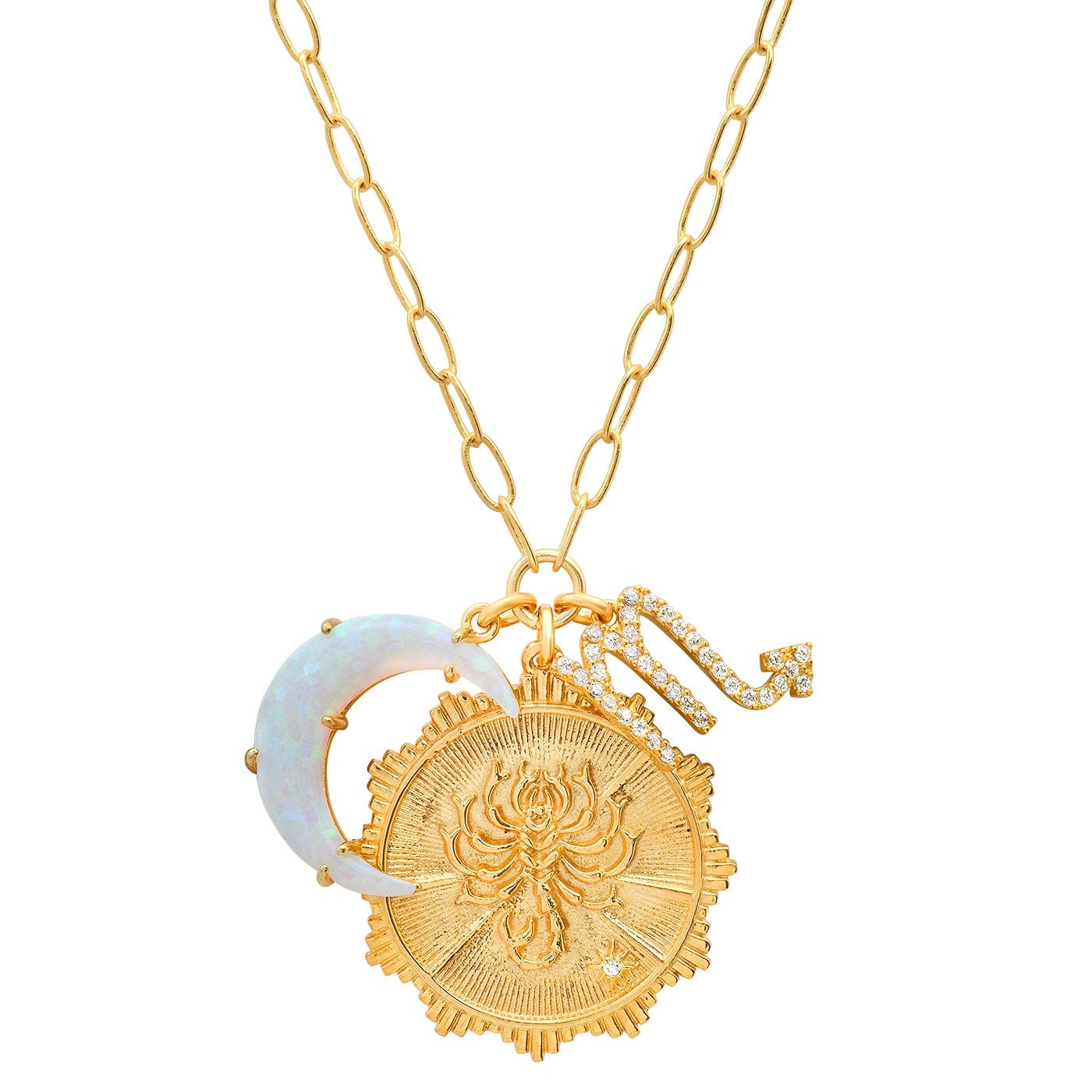 TAI JEWELRY Necklace Scorpio Opal Crescent Zodiac Charm Pendant Necklace