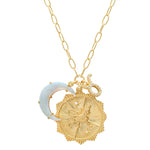 TAI JEWELRY Necklace Taurus Opal Crescent Zodiac Charm Pendant Necklace