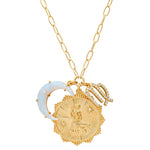 TAI JEWELRY Necklace Virgo Opal Crescent Zodiac Charm Pendant Necklace