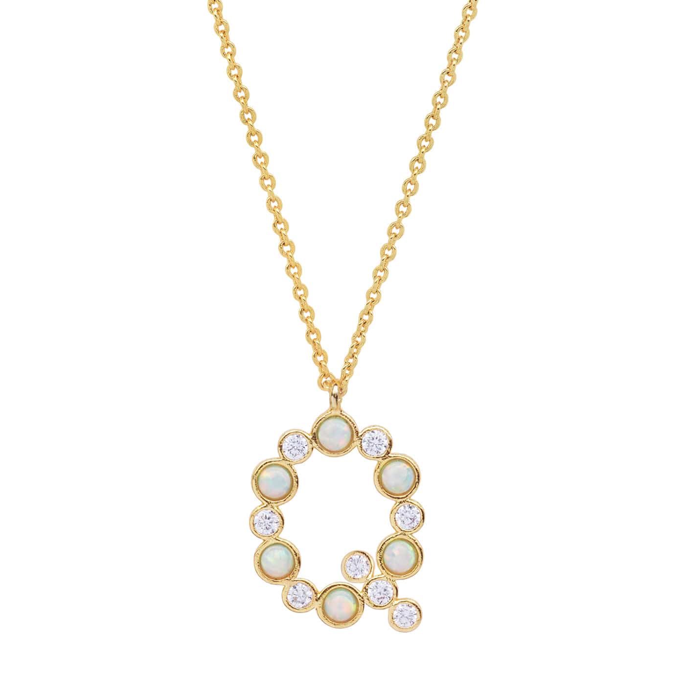 TAI JEWELRY Necklace Q Opal Glow Monogram Necklace