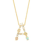 TAI JEWELRY Necklace A Opal Stone Monogram Necklace