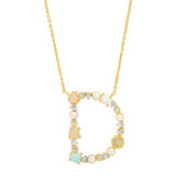 TAI JEWELRY Necklace D Opal Stone Monogram Necklace