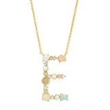 TAI JEWELRY Necklace E Opal Stone Monogram Necklace