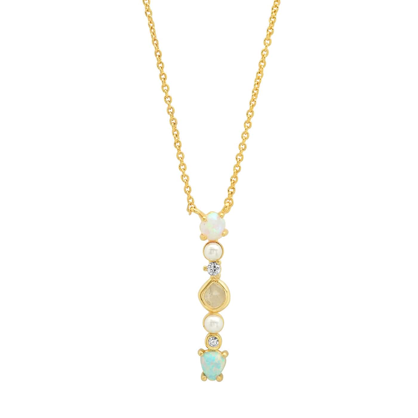 TAI JEWELRY Necklace I Opal Stone Monogram Necklace