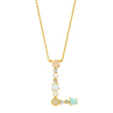 TAI JEWELRY Necklace L Opal Stone Monogram Necklace