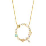 TAI JEWELRY Necklace Q Opal Stone Monogram Necklace