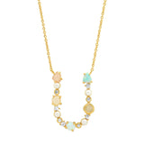 TAI JEWELRY Necklace U Opal Stone Monogram Necklace