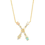 TAI JEWELRY Necklace X Opal Stone Monogram Necklace