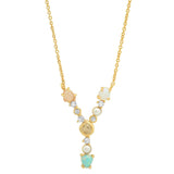 TAI JEWELRY Necklace Y Opal Stone Monogram Necklace